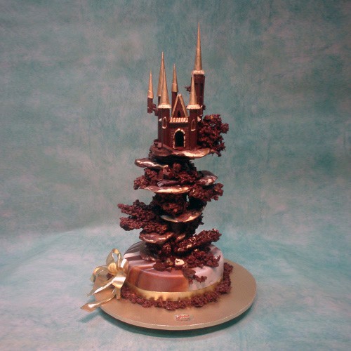 Chocolate Castle Wedding Cake with Gold Touch - Chocolate - Wedding Cakes