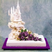 Castle Cake with Purple Roses