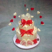 Chocolate Fence Wedding Cake with Hearts