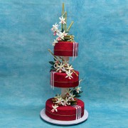 Orchids on Red Icing