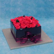 Square Chocolate Wedding Cake with Red Roses