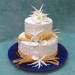 2 Tier Beach Wedding Cake with Raffia Ribbon
