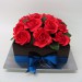 Square Chocolate Wedding Cake with Large Red Roses