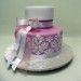 Pink And White Stenciling Cake